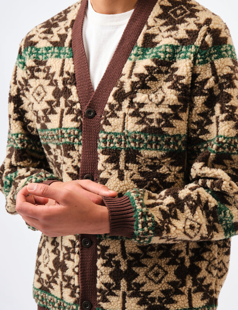 Beams Plus Cardigan Boa (Jacquard) - Brown
