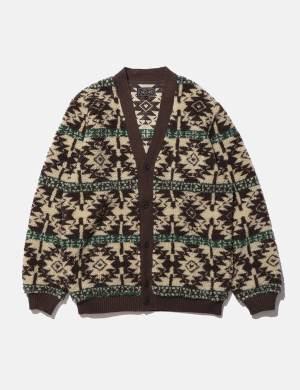 Beams Plus Cardigan Boa (Jacquard) - Brown