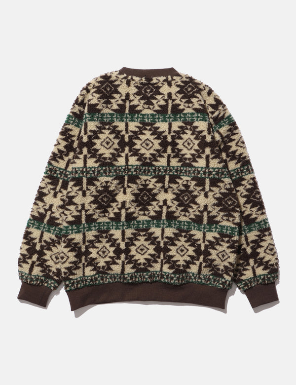 Beams Plus Cardigan Boa (Jacquard) - Brown