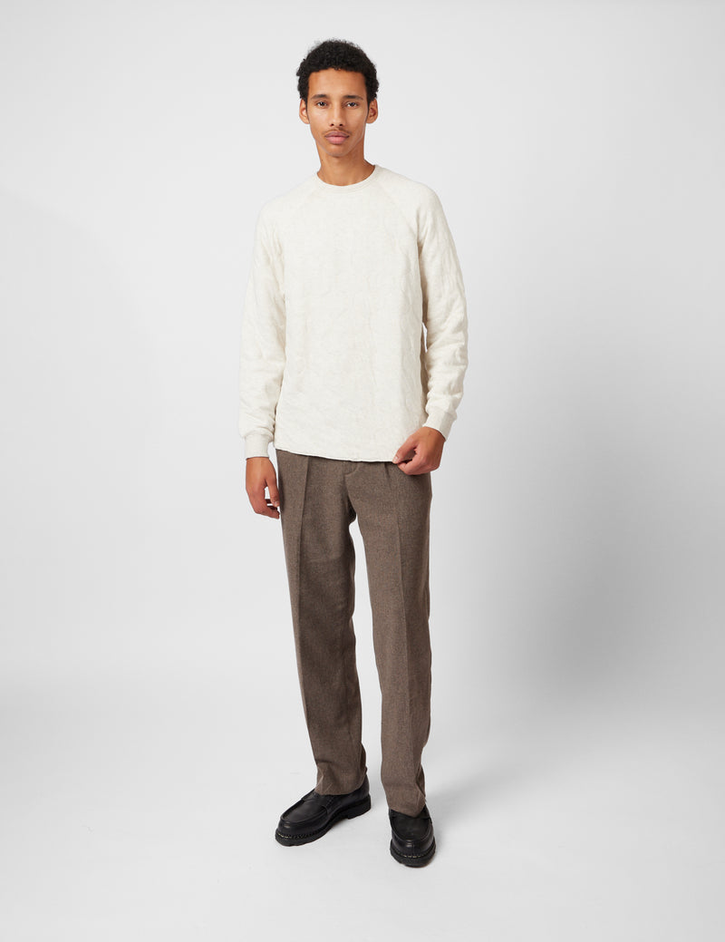 Beams Plus MIL Quilt Crew Sweatshirt - Oatmeal