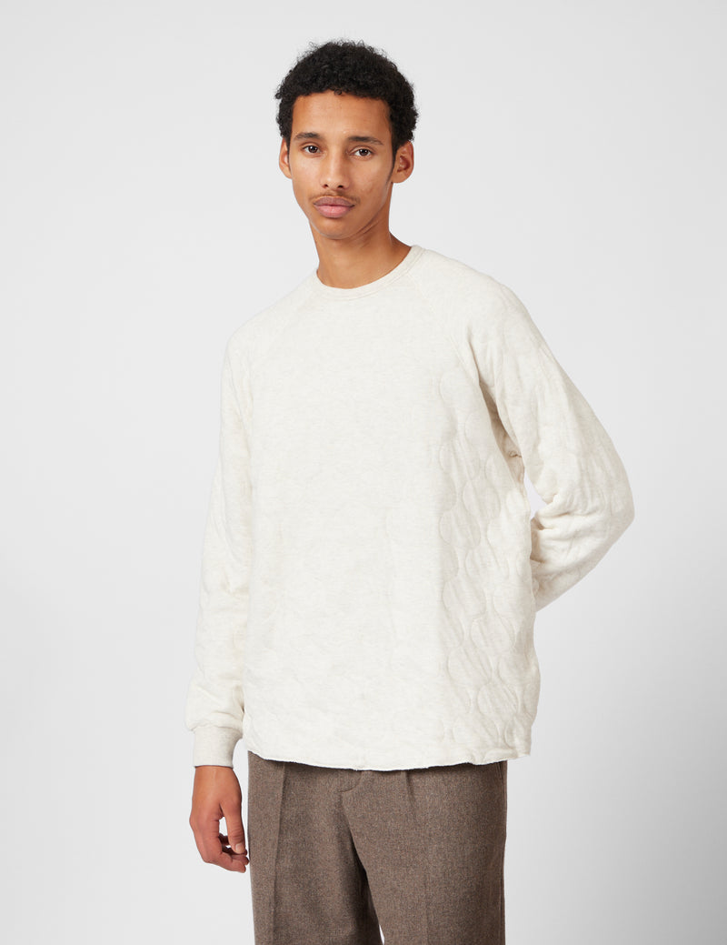 Beams Plus MIL Quilt Crew Sweatshirt - Oatmeal