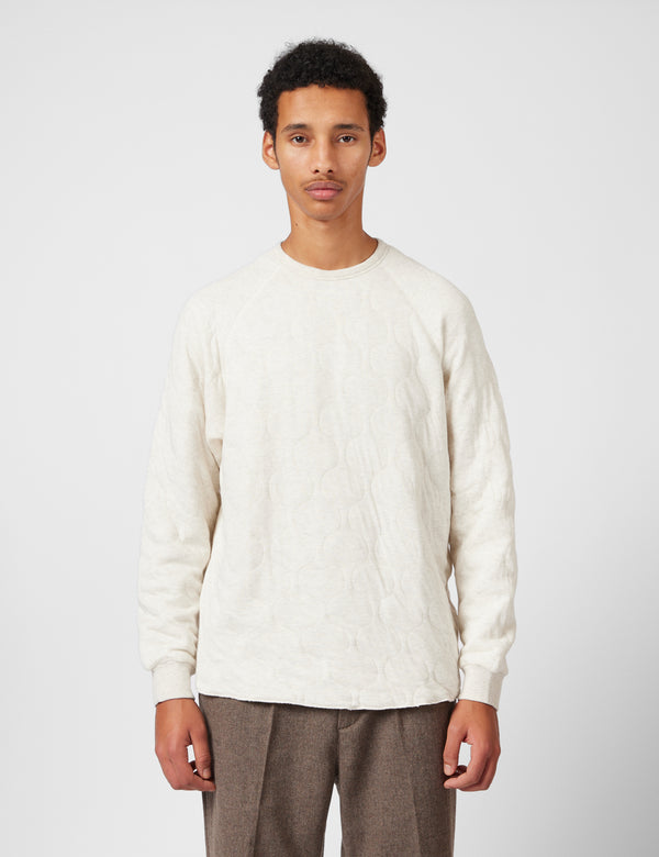 Beams Plus MIL Quilt Crew Sweatshirt - Oatmeal