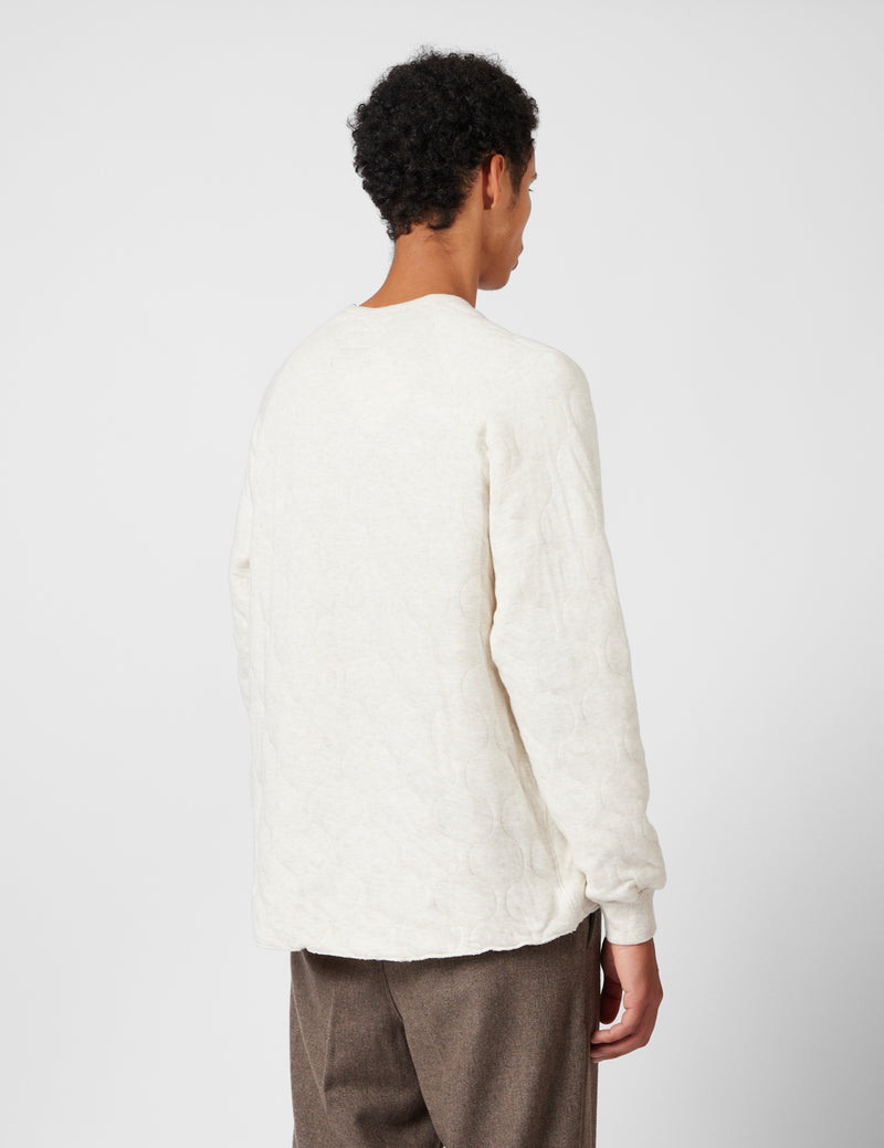 Beams Plus MIL Quilt Crew Sweatshirt - Oatmeal