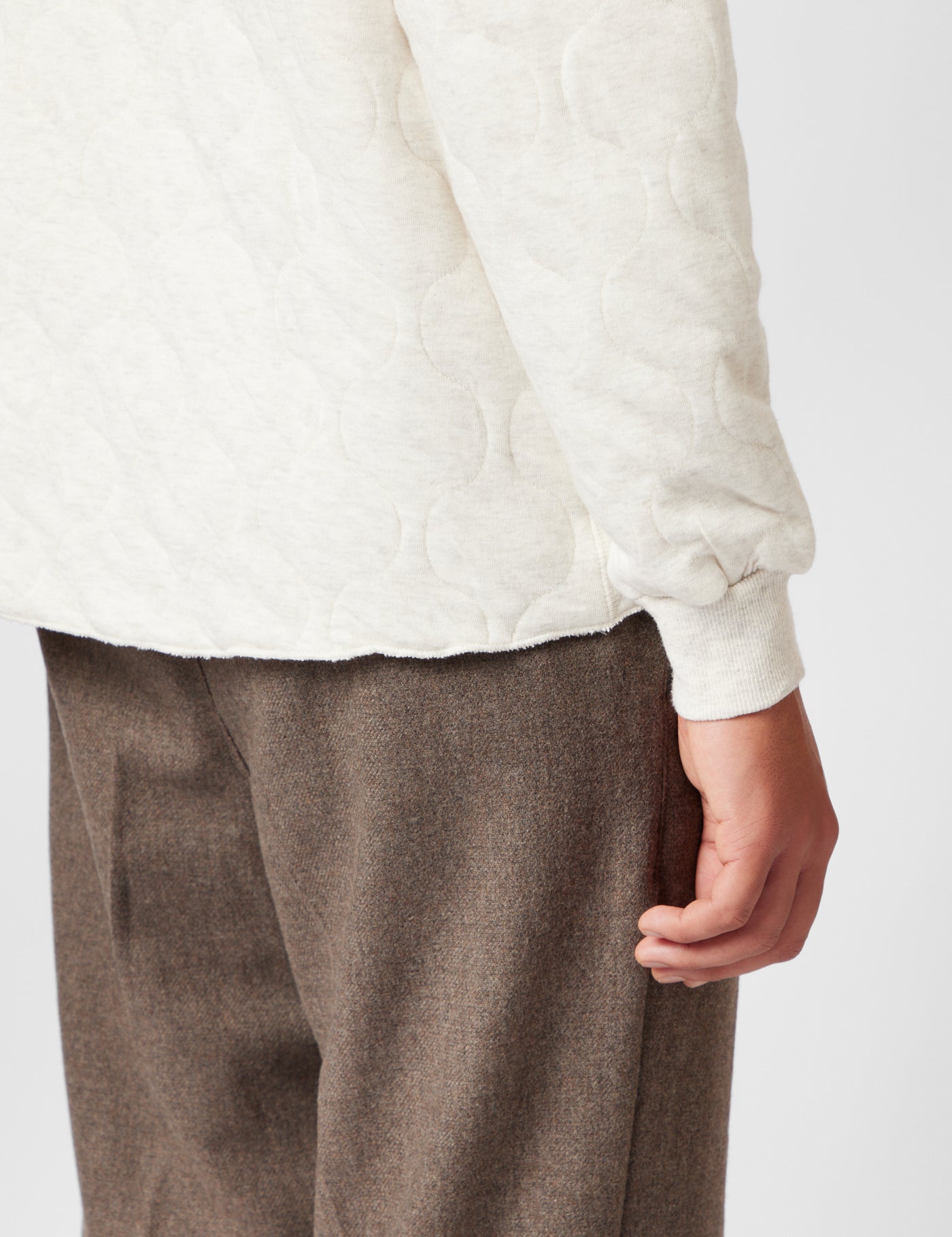 Beams Plus MIL Quilt Crew Sweatshirt - Oatmeal | Article