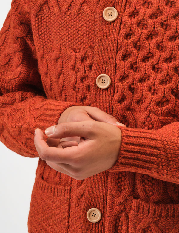 Beams Plus Alan Patchwork Cardigan - Orange