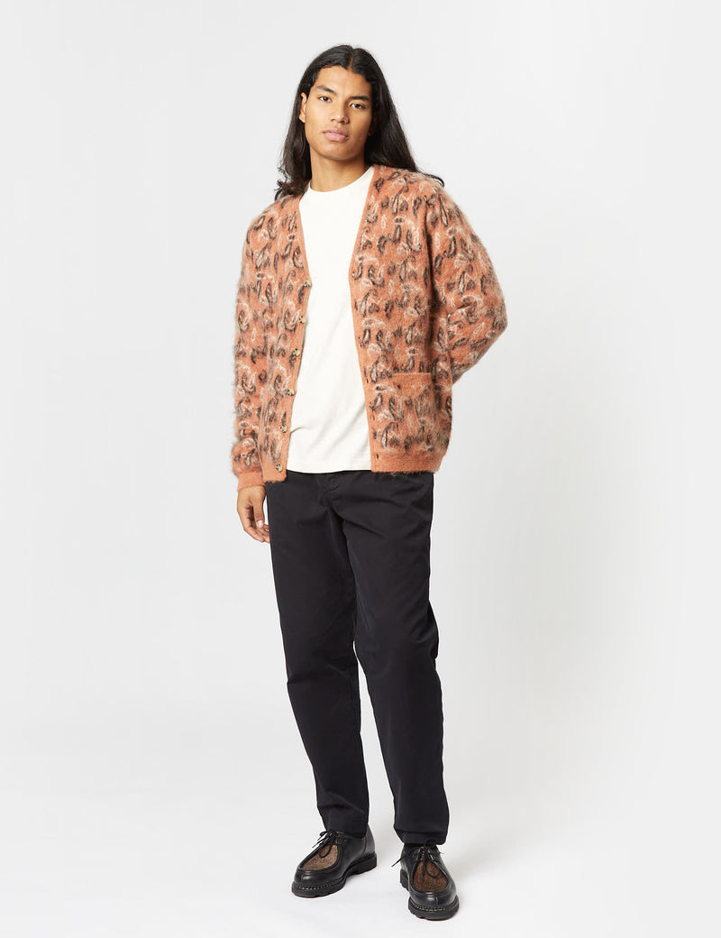 Beams Plus Jacquard Cardigan (Paisley) - Dusky Pink