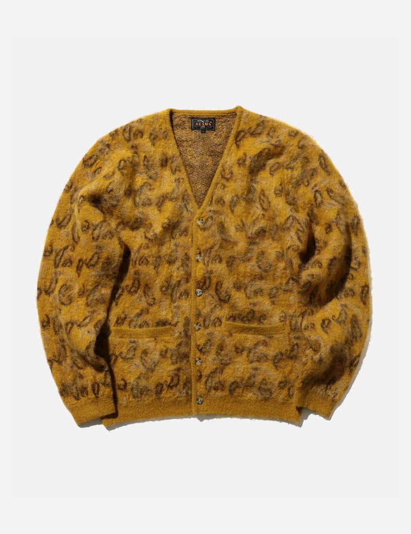 Beams Plus Jacquard Cardigan (Paisley) - Mustard