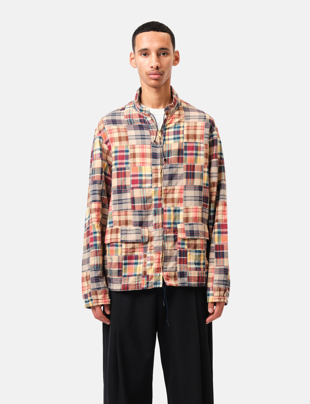 Beams Plus Swing Jacket Patchwork Madras - Beige | Article.