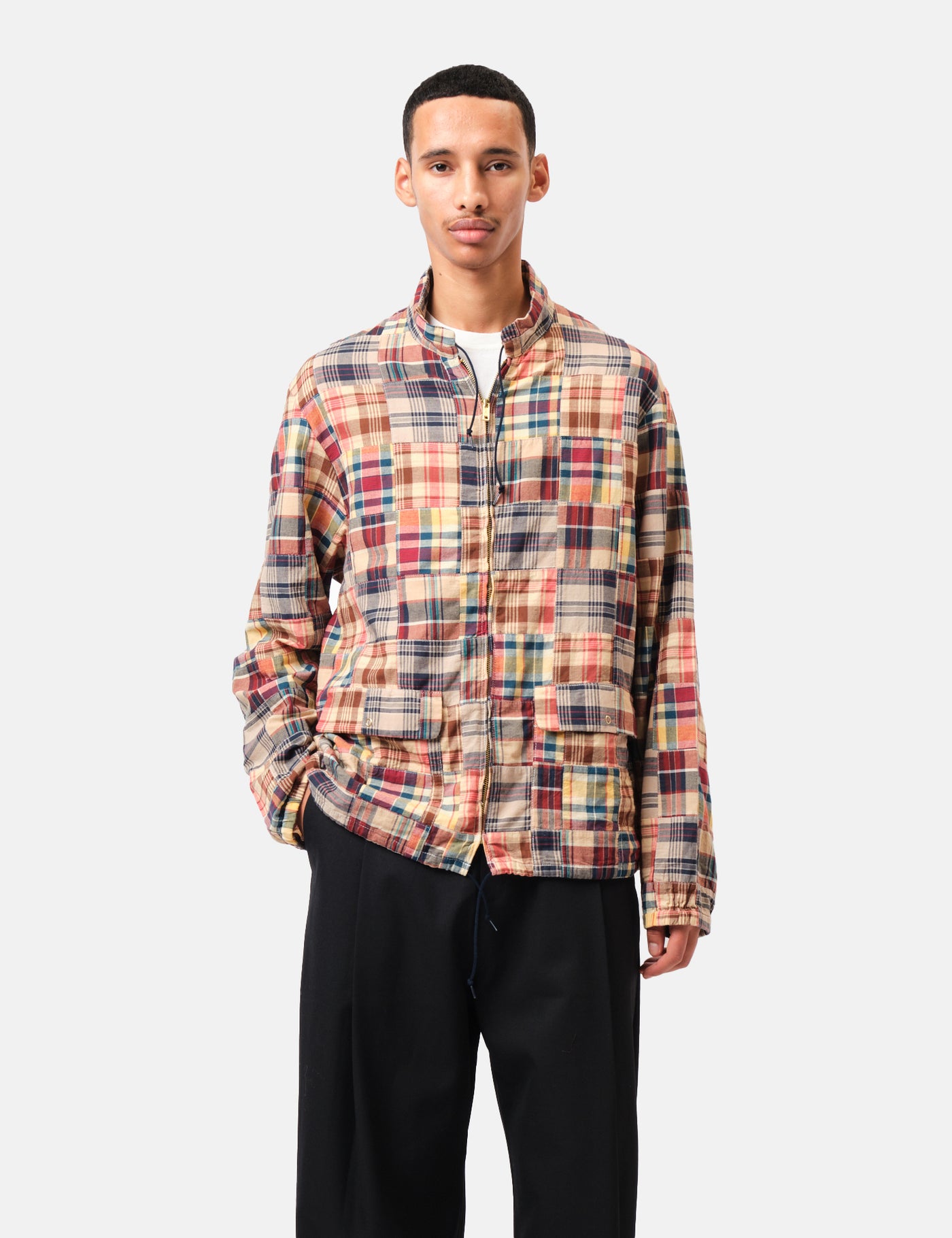 Beams Plus Swing Jacket Patchwork Madras - Beige | Article.
