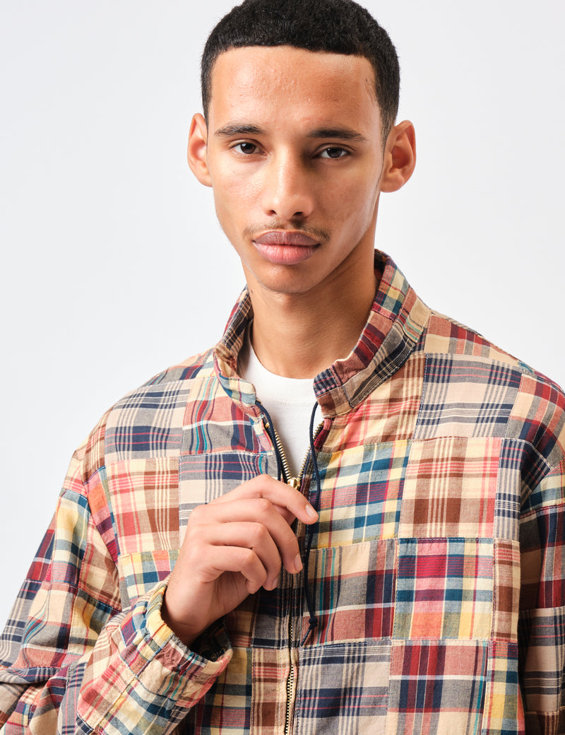 Beams Plus Swing Jacket Patchwork Madras - Beige