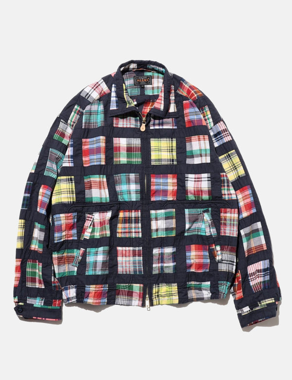 Beams Plus Short Window Jacket (Patchwork Madras) Navy Blue | Article.