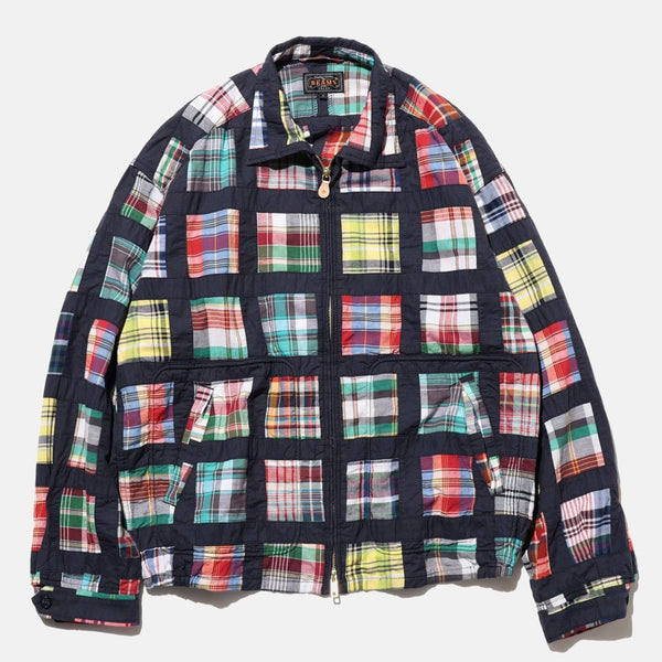 Beams Plus Short Window Jacket (Patchwork Madras) Navy Blue | Article.