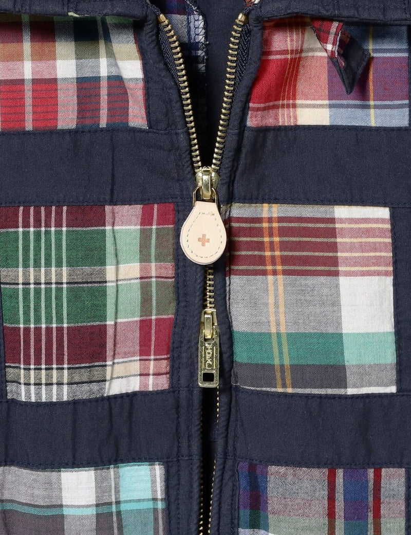 Beams Plus Short Window Jacket (Patchwork Madras) Navy Blue | Article.