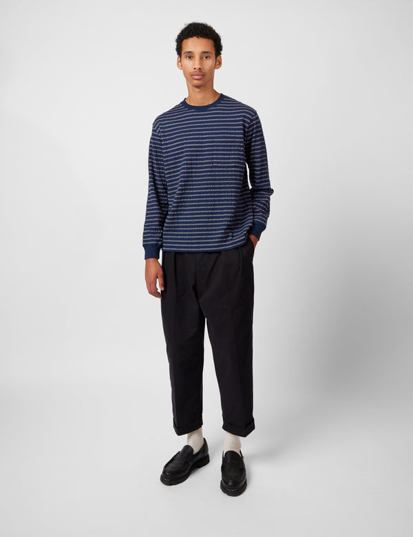 Beams Plus 2 Pleat Twill Trousers - Black