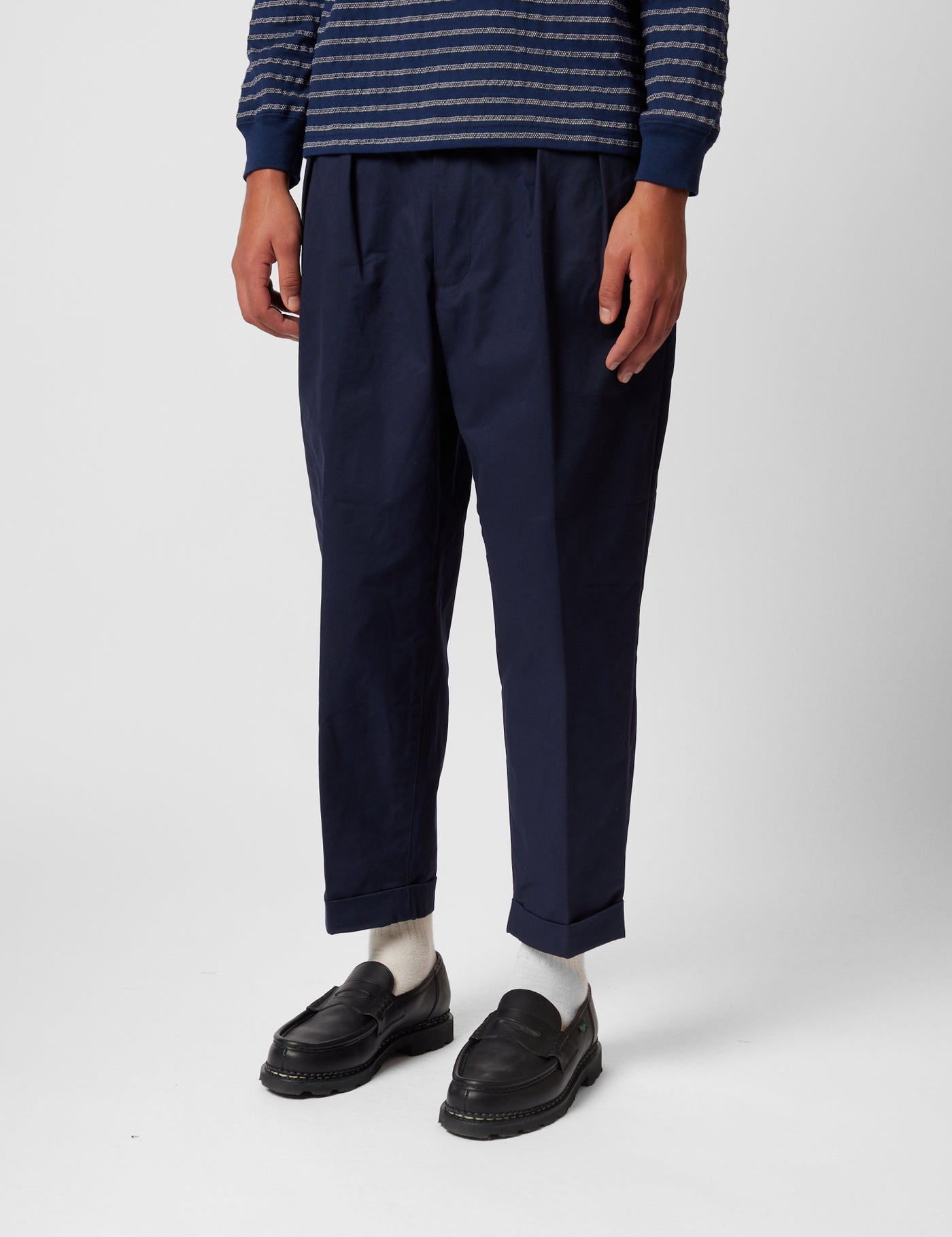 Beams Plus 2 Pleat Twill Pants - Dark Navy Blue | Article.