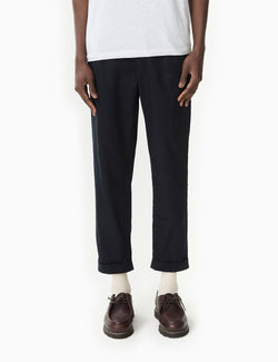 Beams Plus 1 Pleat Trousers (Cotton Twill) - Navy Blue