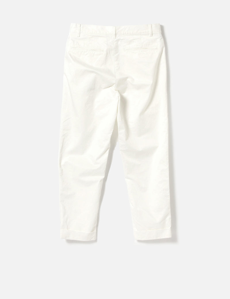 Beams Plus 1 Pleat Trousers (Cotton Twill) - White