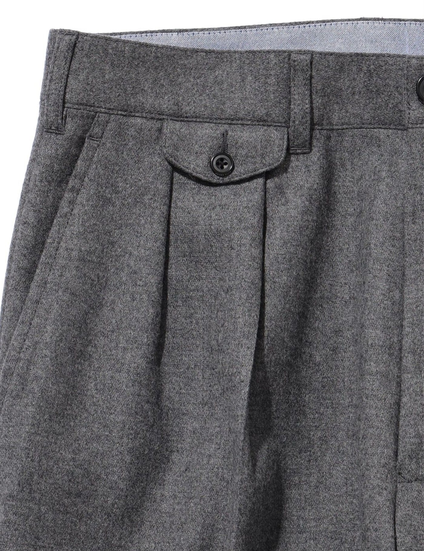Beams Plus 2 Pleats Tapered Flannel - Grey | Article.