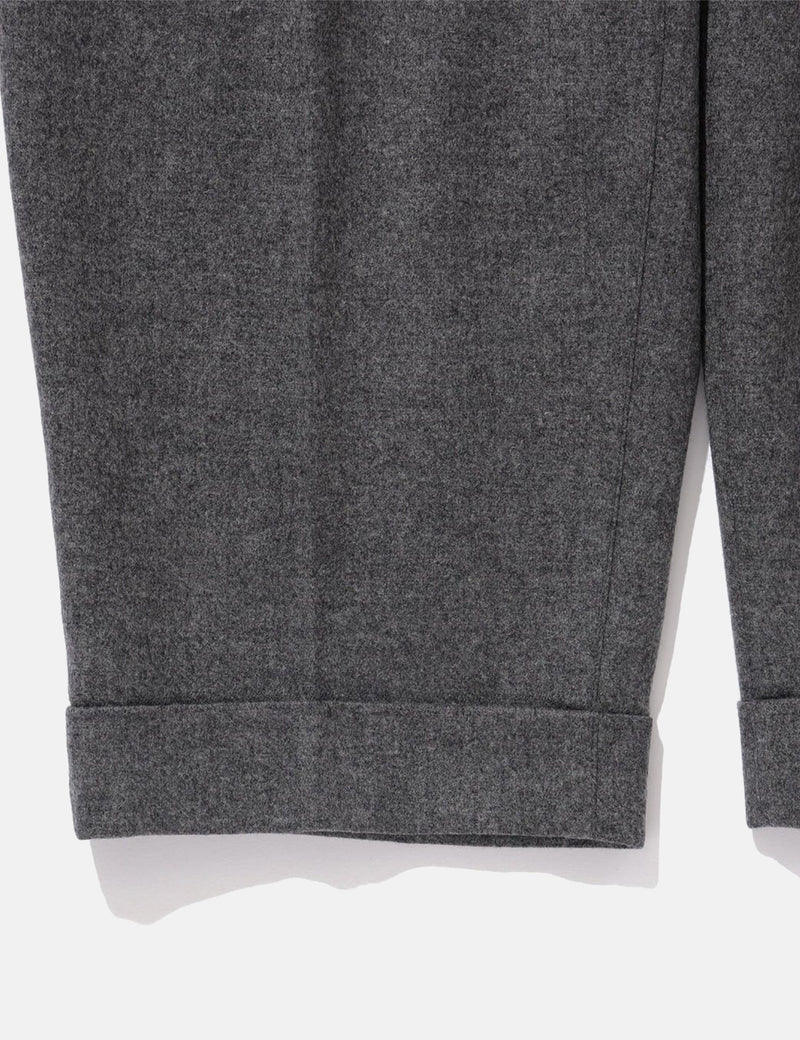 Beams Plus 2 Pleats Tapered Flannel - Grey