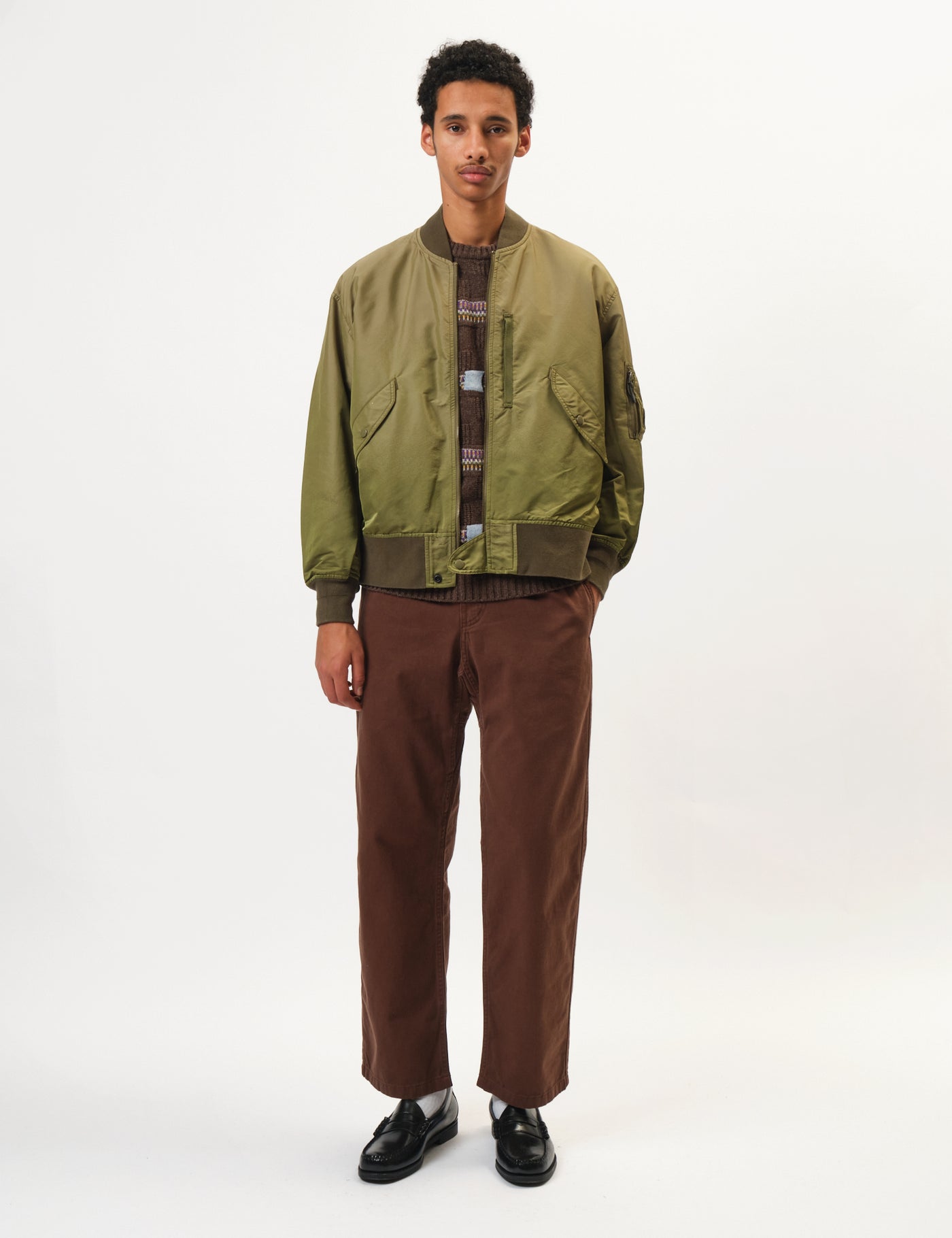 Beams Plus MIL Flight Jacket Iridescent Twill - Olive Green | Article.