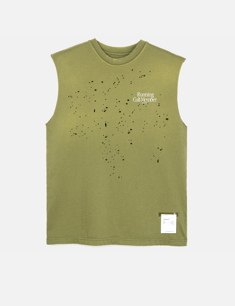 Satisfy Running MothTech Muscle Sleeveless T-Shirt (Organic) - Sun Bleached Oasis Green