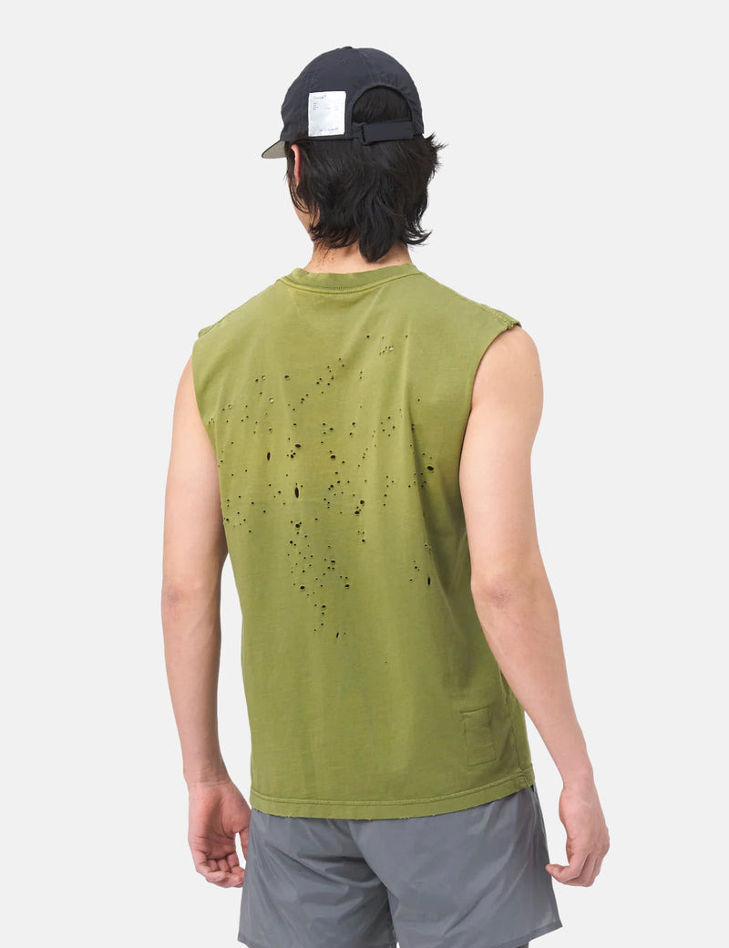 Satisfy Running MothTech Muscle Sleeveless T-Shirt (Organic) - Sun Bleached Oasis Green