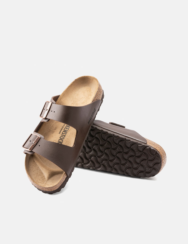 Womens Birkenstock Arizona Birko-Flor Sandal (Narrow) - Dark Brown