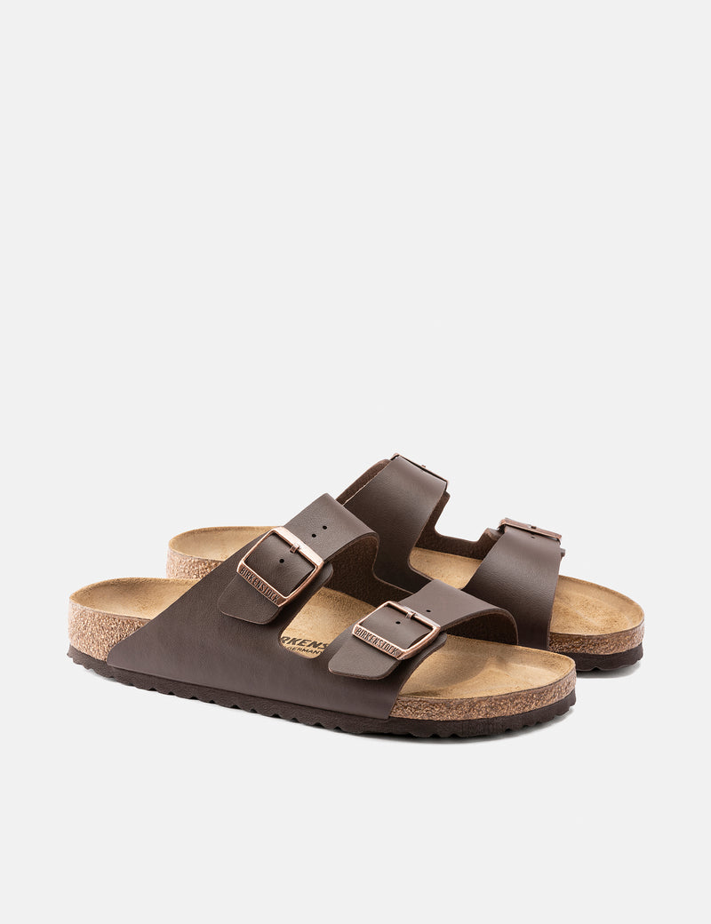 Womens Birkenstock Arizona Birko-Flor Sandal (Narrow) - Dark Brown