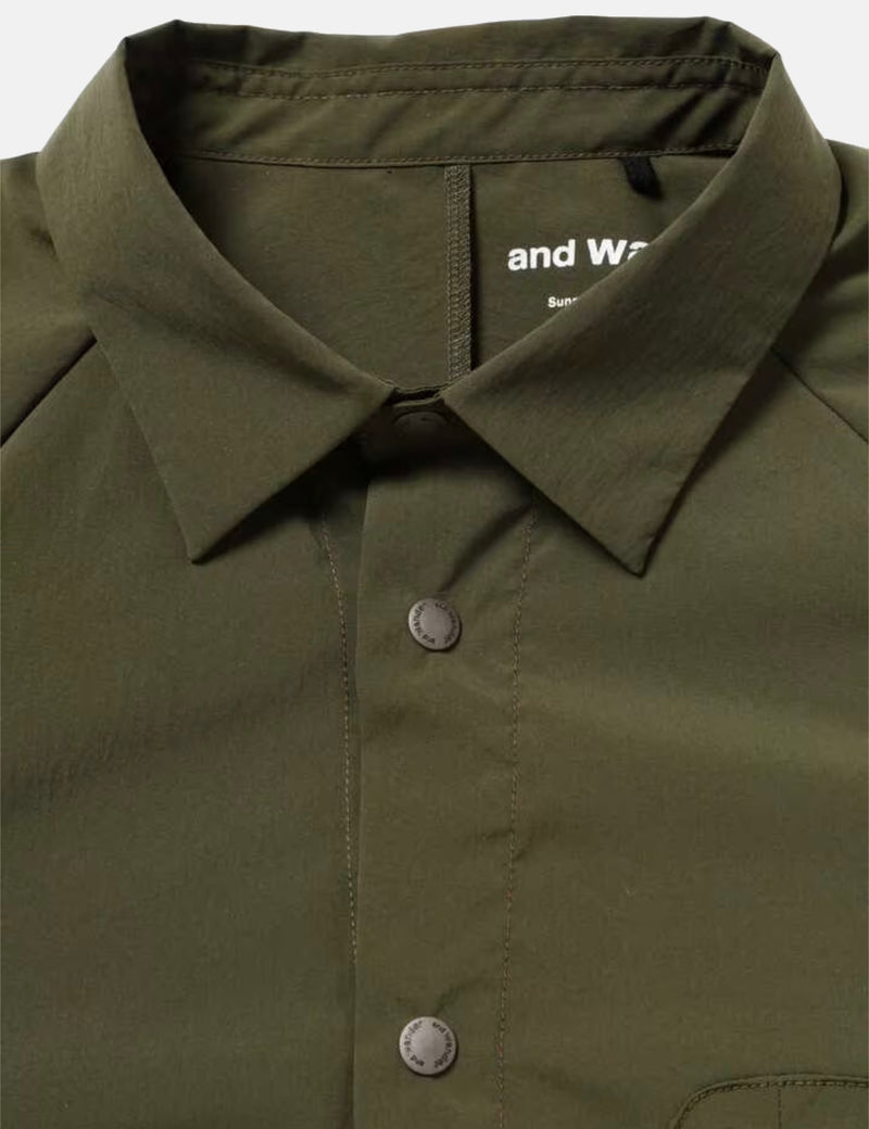 And Wander Fleece Base Long Sleeve Shirt - Khaki Green