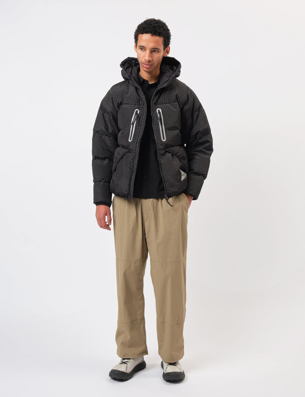 and Wander x Gramicci Wool Check Down Jacket - Charcoal Grey