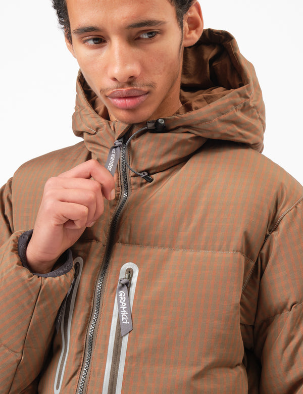 and Wander x Gramicci Wool Check Down Jacket - Orange