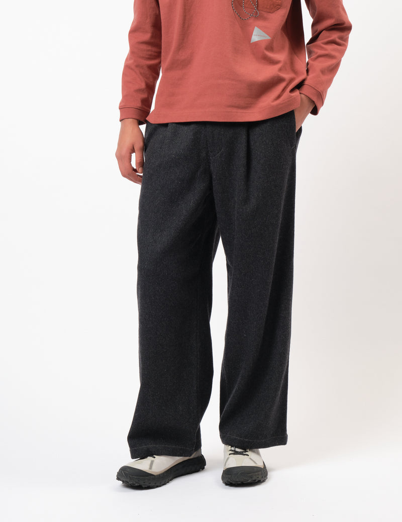 and Wander Rewool Tweed Wide Pants - Dark Grey