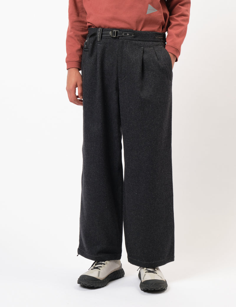 and Wander Rewool Tweed Wide Pants - Dark Grey