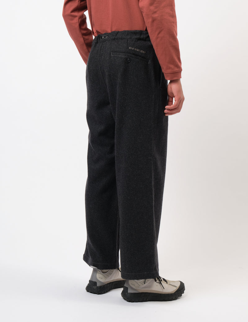 and Wander Rewool Tweed Wide Pants - Dark Grey