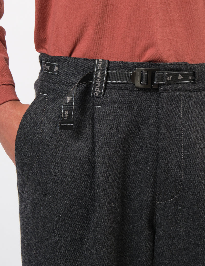 and Wander Rewool Tweed Wide Pants - Dark Grey