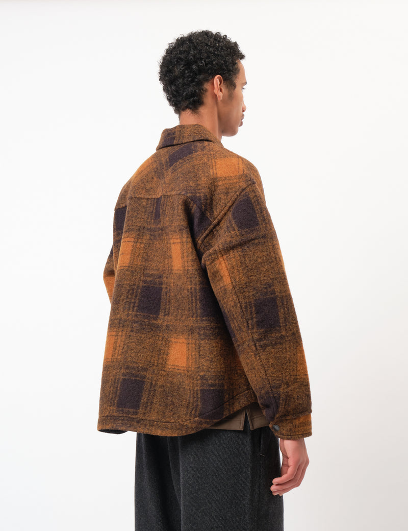 and Wander Wool Shaggy Zip Jacket - Camel