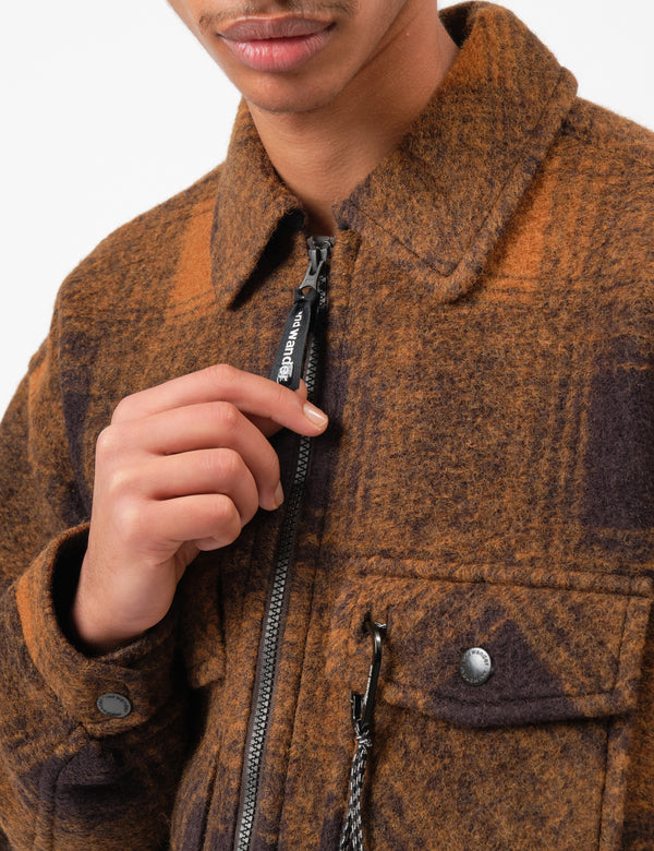 and Wander Wool Shaggy Zip Jacket - Camel