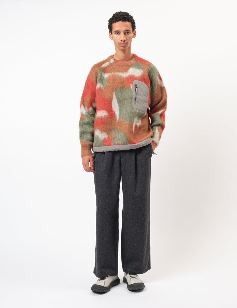 and Wander Mix Colour Shaggy Knit Sweater - Brown