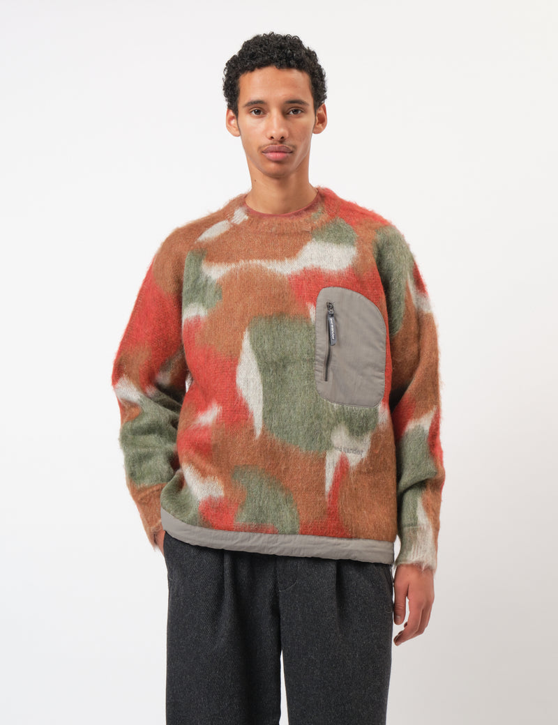 and Wander Mix Colour Shaggy Knit Sweater - Brown