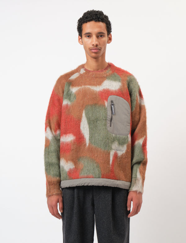 and Wander Mix Colour Shaggy Knit Sweater - Brown