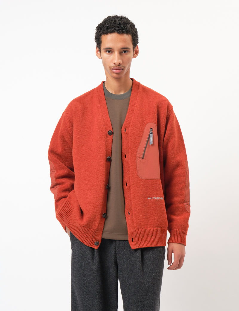 and Wander Shetland Wool Cardigan - Orange
