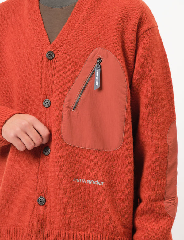 and Wander Shetland Wool Cardigan - Orange