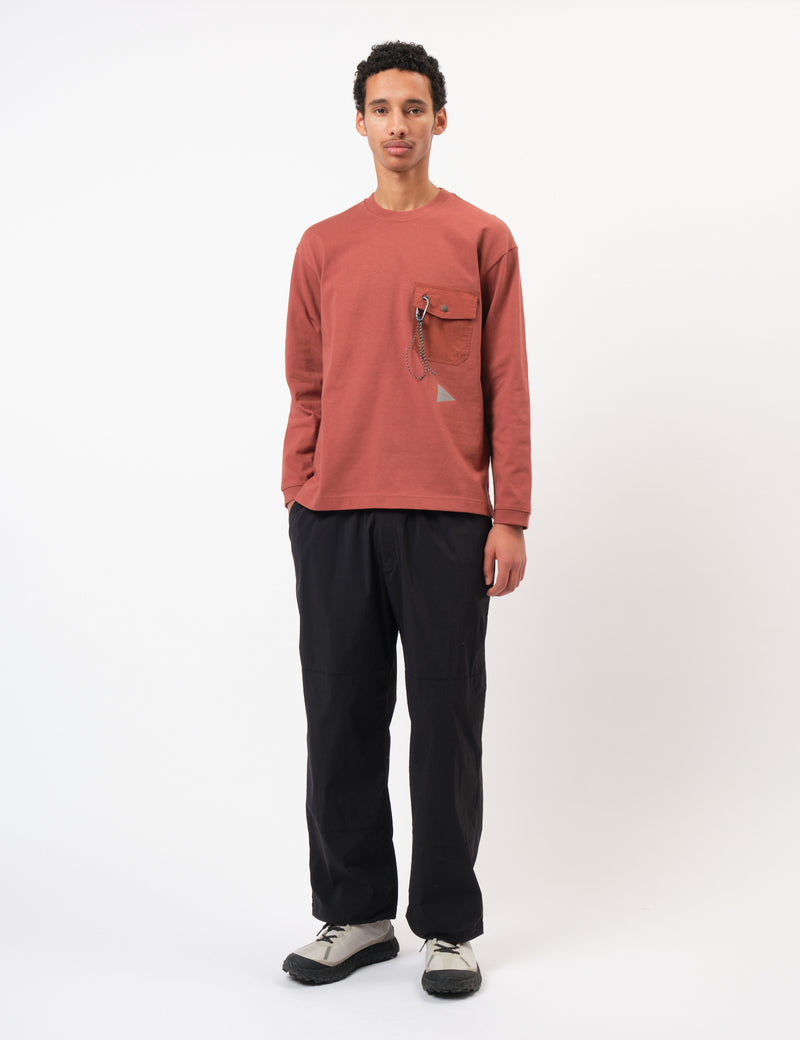 and Wander Heavy Cotton Pocket Long Sleeve T-Shirt - Red