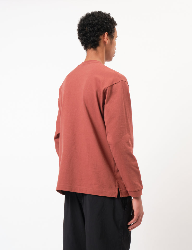 and Wander Heavy Cotton Pocket Long Sleeve T-Shirt - Red