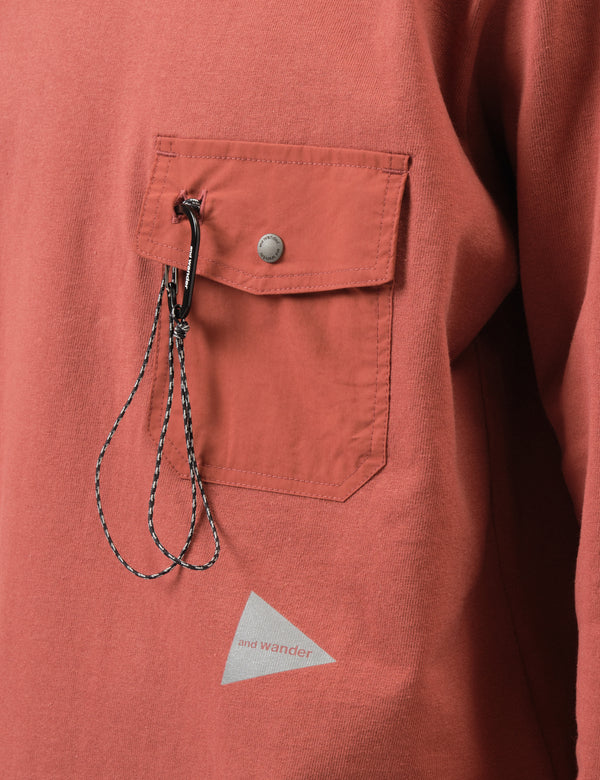 and Wander Heavy Cotton Pocket Long Sleeve T-Shirt - Red