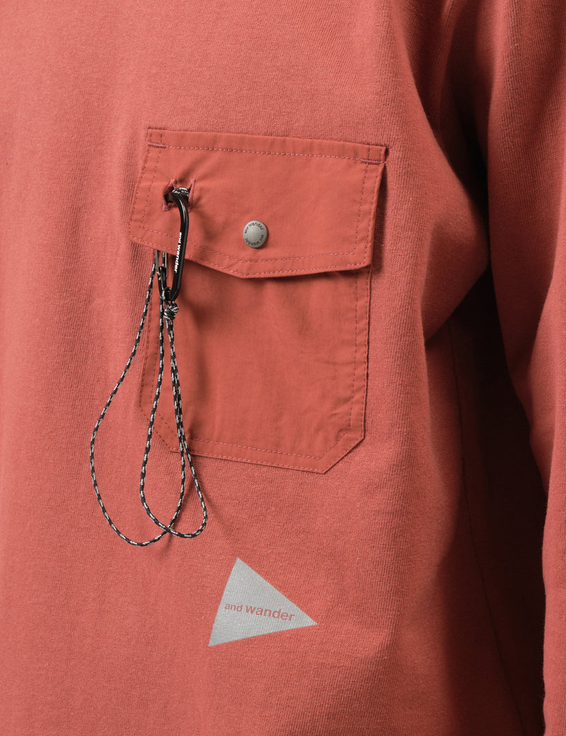 and Wander Heavy Cotton Pocket Long Sleeve T-Shirt - Red