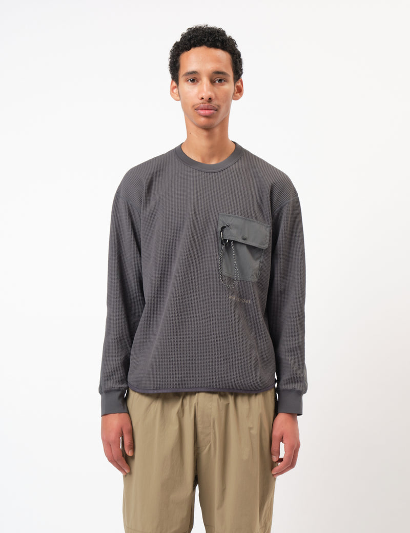 and Wander PE Waffle Long Sleeve T-Shirt - Grey