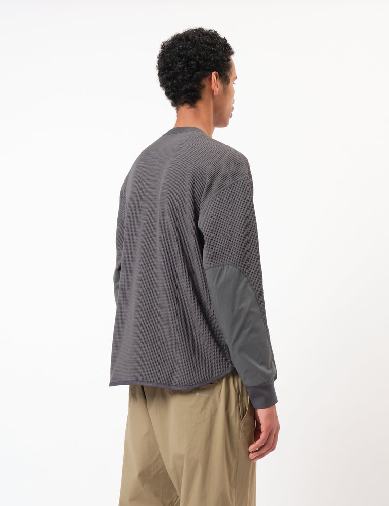 and Wander PE Waffle Long Sleeve T-Shirt - Grey