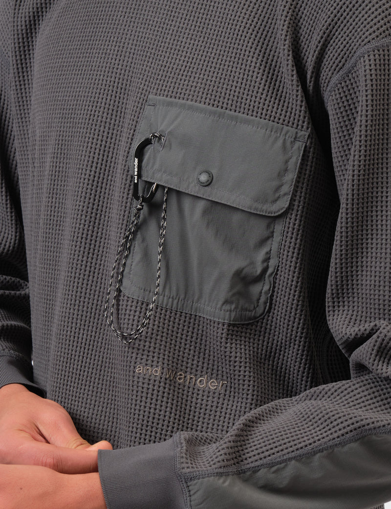 and Wander PE Waffle Long Sleeve T-Shirt - Grey