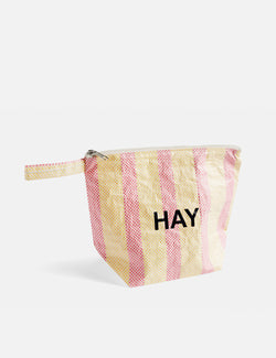 HAY Candy Stripe Wash Bag (Medium) - Red/Yellow